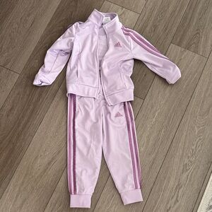 adidas Light Purple Girls Track Jacket & Pants Set